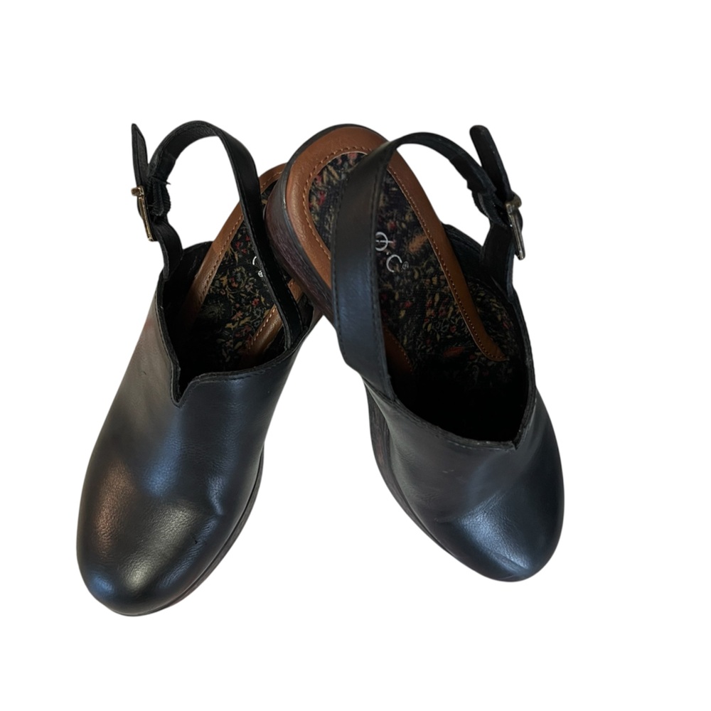 Black Leather Women's Slingback Shoes